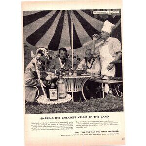 1952 Imperial Whiskey Vintage Print Ad Summer Cookout Umbrella Party Wall Art